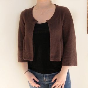 Anthropologie Sleeping On Snow Crop Brown Cardigan